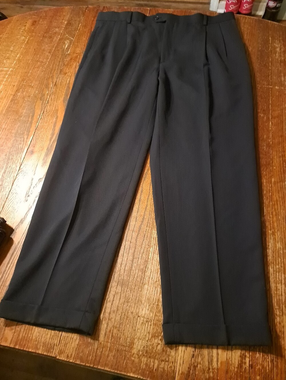 40x30 Linea Uomo Blue Wool Pleated Front and Leg Dress Pants Mens Trousers